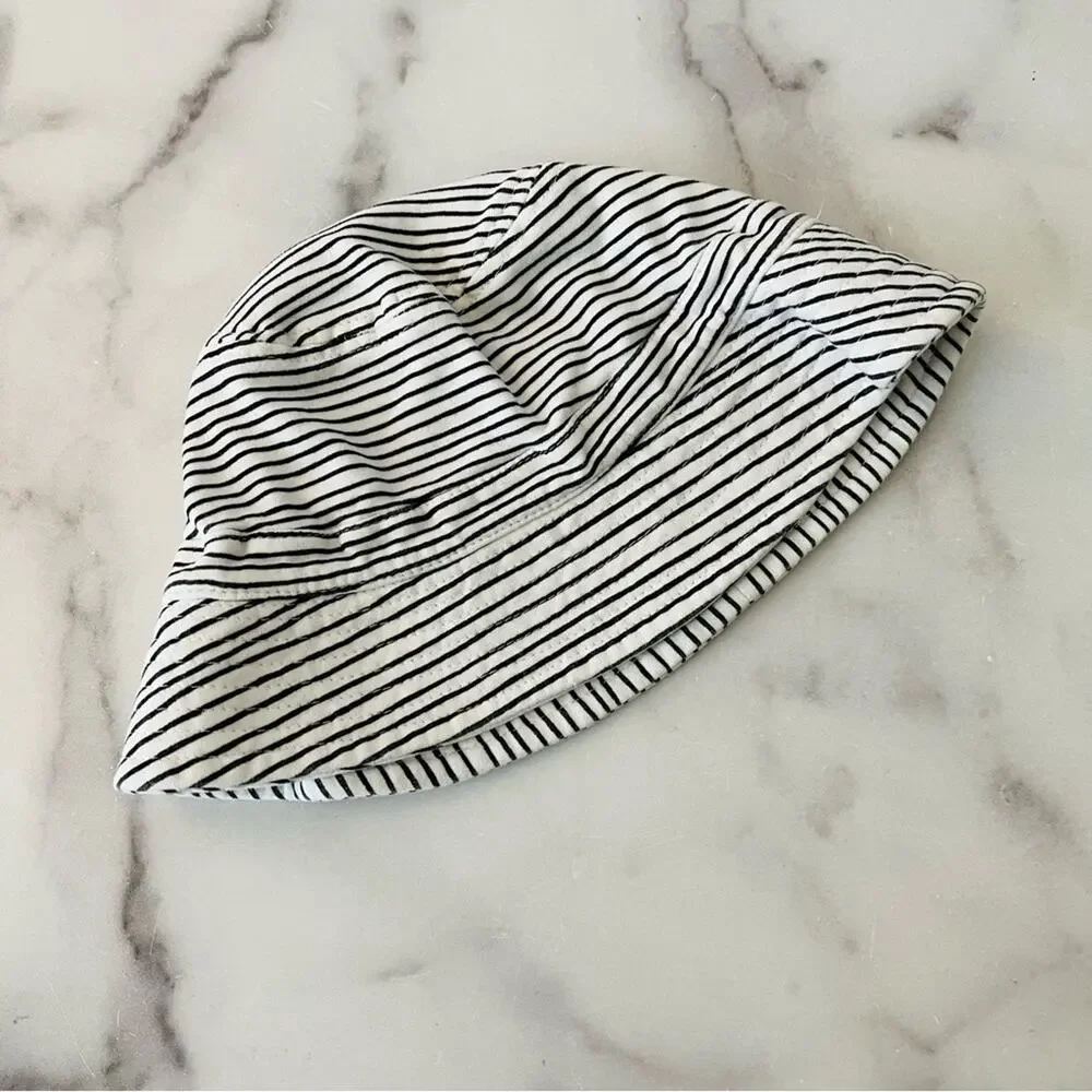 Zutano white black mini stripe toddler hat organic cotton